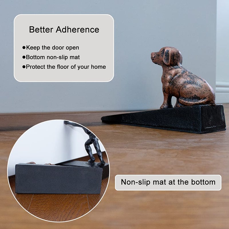Earl Diamond Heavy Duty Cast Iron Cute Dog Door Stops | Decorative Cute Animal Statue Metal Door Stopper Wedge, with Non-Slip Mat for Home Office Commercial - Image 4